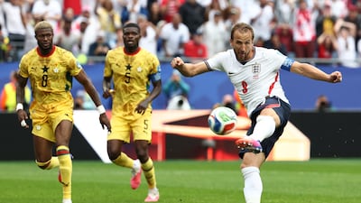 Harry Kane shoots at goal during match between England and Ghana in Boston Stadium. AFP