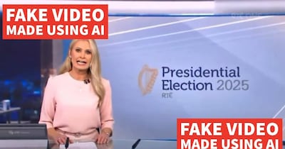 RTE News broadcast the fake news report by labelling it "made using AI".