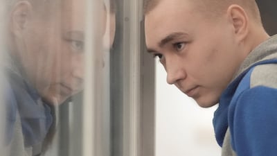 Sgt. Vadim Shishimarin of the Russian army appears at a sentencing hearing on May 23, 2022 in Kyiv, Ukraine. Getty