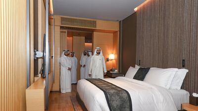 Sheikh Mohammed inspects a hotel on Bluewaters Island.