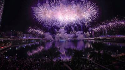 Fireworks at Al Maryah Island in Abu Dhabi. Victor Besa / The National