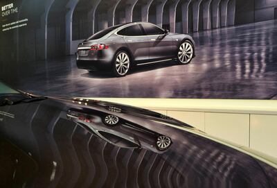 An image of a Tesla model X. AP