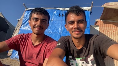 Mahmoud Hasanain, left, a computer science student at the University of Glasgow, was living in a displacement camp in Gaza with his brother Mohammed before moving to the UK to study. Photo: Mahmoud Hasanain
