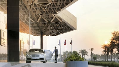 Porte Cochere & Bentley at the Four Seasons Hotel Kuwait. Courtesy Four Seasons Hotel Kuwait
