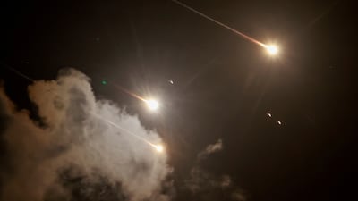 Ballistic missiles fired by Iran, seen from Tel Aviv, on October 1. Israel has pledged to retaliate for the attack. Reuters