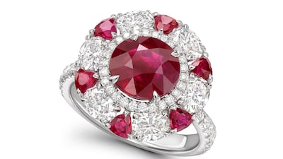 This ruby and white diamond ring was crafted by Valani Atelier x Gemfields x WFG. Courtesy Gemfields