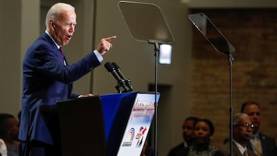 US presidential candidate and former vice president Joe Biden on the campaign trail in Chicago. Kamil Krzaczynski / Reuters