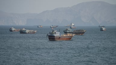 Vessels in the Strait of Hormuz. Gulf oil producers have pushed tanker transfers as far as India’s coast, creating a makeshift network to keep energy exports flowing. Reuters