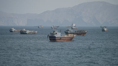 Vessels in the Strait of Hormuz, as seen from Musandam, Oman. Gulf oil producers have pushed tanker transfers as far as India’s coast, creating a makeshift network to keep energy exports flowing. Reuters