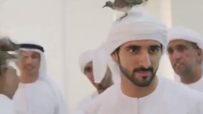 Sheikh Hamdan bin Mohammed and Sheikh Mohammed bin Rashid welcome a visiting bird. @HamdanMohammed