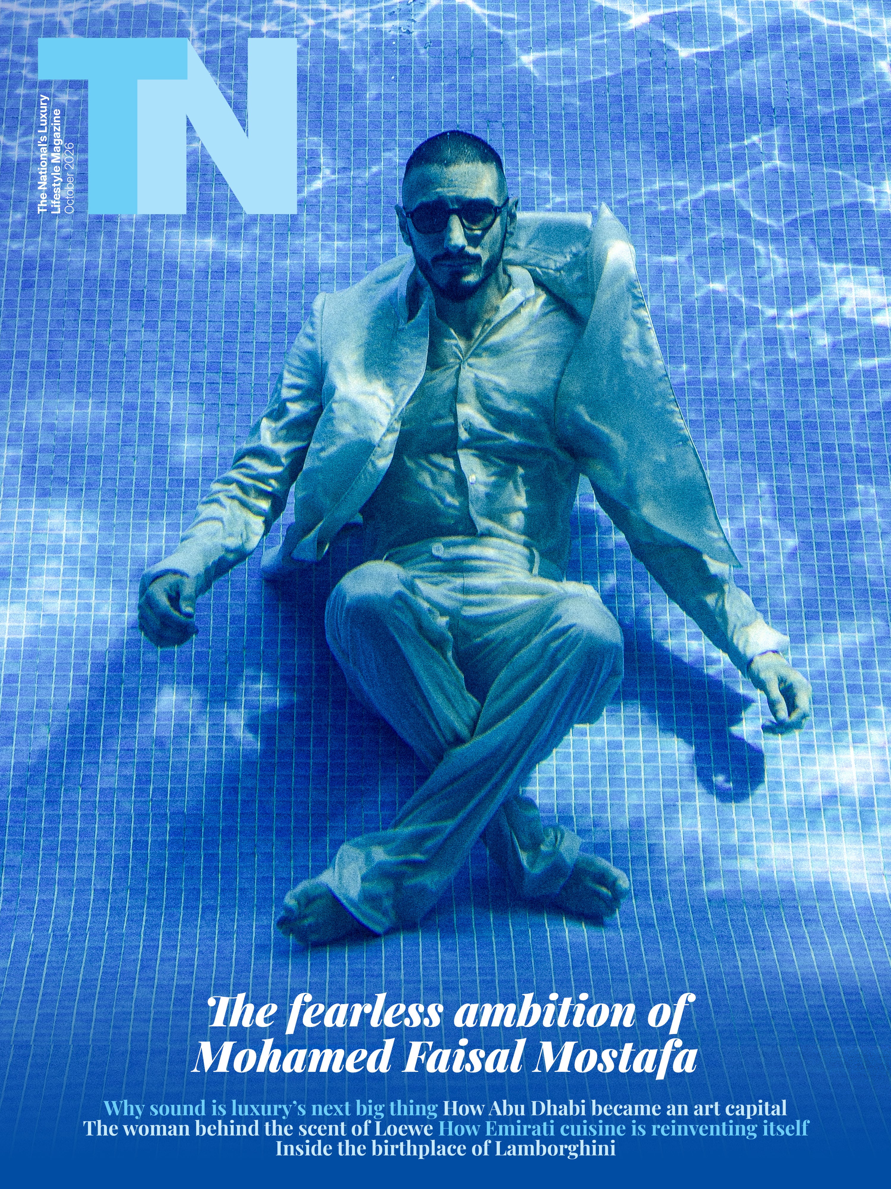 TN Magazine's October cover features Emirati actor Mohamed Faisal Mostafa. Chris Whiteoak / The National