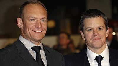 Matt Damon, right, the Hollywood actor with Francoise Pienaar who is portrayed in the film Invictus .