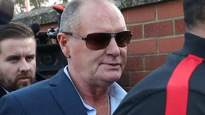 Former England football player Paul Gascoigne arrives at Peterlee Magistrates’ Court (Reuters)