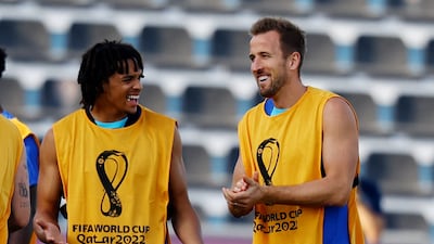 England's Trent Alexander-Arnold and Harry Kane. Reuters