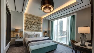 The King bedroom in the CEO suite in the Steigenberger Hotel. Courtesy Steigenberger Business Bay