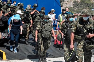 Images showing Greek soldiers landing on Kastellorizo prompted an angry response from Ankara. AFP
