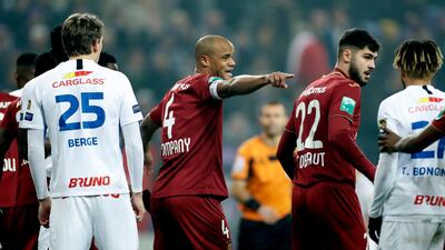 Vincent Kompany directing his teammates during the Belgian First Division A match between Anderlecht and Genk in December. Getty