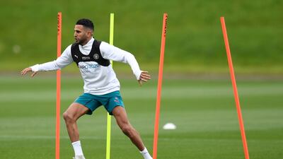 Manchester City's midfielder Riyad Mahrez takes part in a training session. AFP