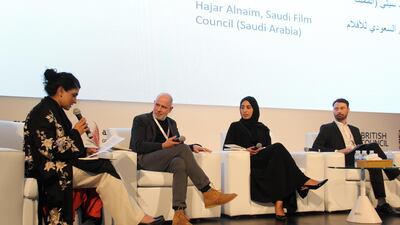 The British Council’s Rehana Mughal, left, at the forum. She says conversations on the arts in Saudi Arabia are ‘more open, bringing in diverse voices’. Courtesy British Council