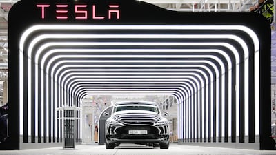 A new Tesla during the official opening of the company's plant near Gruenheide, Germany. Getty Images