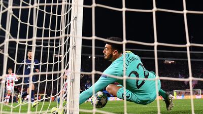 Tottenham goalkeeper Paulo Gazzaniga makes a save. Getty