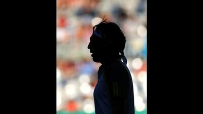 Marcos Baghdatis of Cyprus looks on in his second round match against Tatsuma Ito of Japan during day three of the 2013 Australian Open. Cameron Spencer / Getty Images