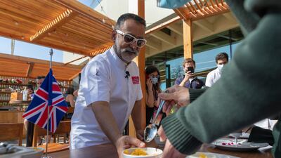 Chef Vineet Bhatia holds a plating class for students at Expo 2020 Dubai.