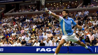 Novak Djokovic of Serbia hits a returns against Ben Shelton. AFP