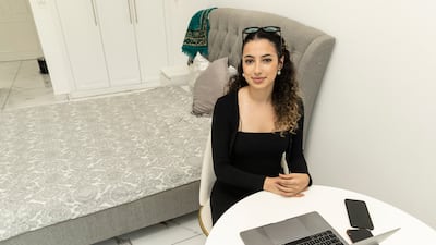 Mouna Ramdani, 24, is delighted to have a home to call her own after swapping a shared flat in Dubai Marina for a studio in Arjan. All pictures by Antonie Robertson / The National