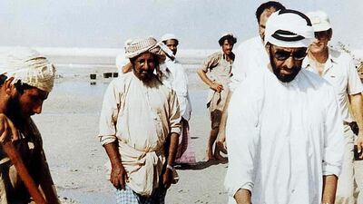 Sheikh Zayed on an agricultural inspection. Courtesy Al Ittihad