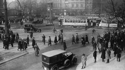 Potsdamer Platz, Berlin, circa 1925. Arts, intellectualism and the sciences flourished in Germany during the interwar years, particularly in Berlin. Roger Viollet / Getty Images.