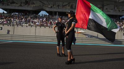 Abu Dhabi, United Arab Emirates, November 3, 2013: On the grid ahead of the Formula One Etihad Airways Abu Dhabi Grand Prix Yas Marina Circuit in Abu Dhabi. Christopher Pike / The National