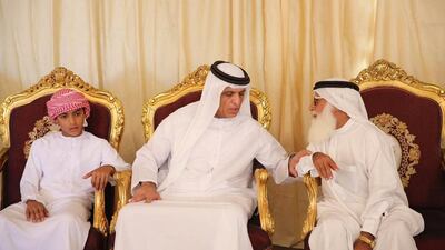 Sheikh Saud bin Saqr, Sheikh Mohammed bin Saud and Sheikh Ahmed bin Saqr offer their condolences to the families of the deceased soldiers in Al Ain. Wam