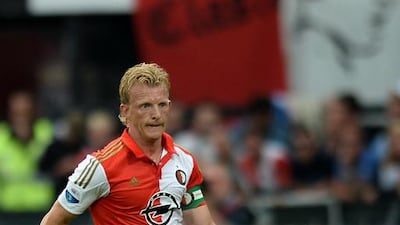 Dirk Kuyt of Feyenoord runs with the ball against Southampton at De Kuip in Rotterdam, Netherlands. Sascha Steinbach/Getty Images
