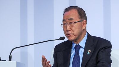 Ban Ki-moon, the former secretary general of the United Nations, is now dedicated to empowering young people. Victor Besa / The National