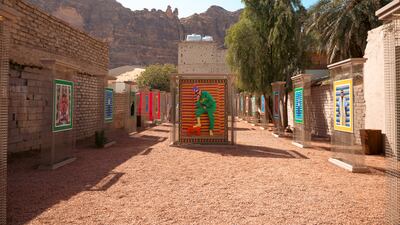 Dressed in both streetwear he designed and traditional clothing, his subjects posed in front of vivid backdrops