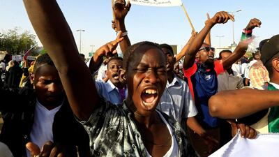 Sudanese protesters attend a demonstration in front of the defence ministry compound in Khartoum on May 2. Reuters