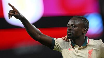 Liverpool striker Sadio Mane celebrates scoring the winner in the 2-1 Premier League victory at Aston Villa. AFP
