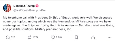 Donald Trump's message on Truth Social