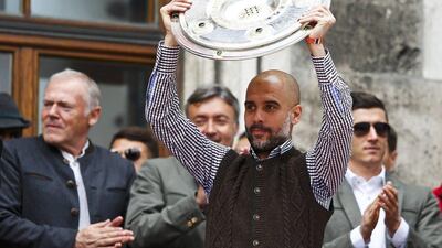 Pep Guardiola will take charge of Bayern Munich for the final time when they face Borussia Dortmund in the German Cup final in Berlin. Michael Dalder / Reuters