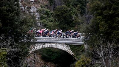 The peloton during Stage 1 of the Tour des Alpes-Maritimes Var cycling race, over 186.80km from Biot to Gourdon in France, on Friday, February 19. EPA