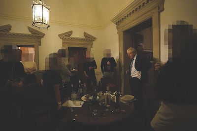 Boris Johnson at a gathering in Downing Street on November 13, 2020, during the Covid pandemic. Photo: UK Parliament
