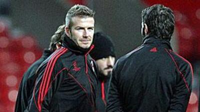 David Beckham was back on the Old Trafford pitch last night for the first time in seven years.