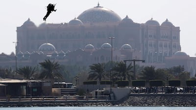 Jet pack man David Mayman at the Red Bull Air Race World Championship in Abu Dhabi Chris Whiteoak / The National