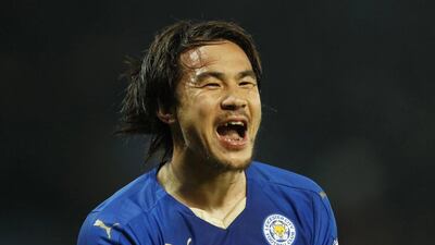 Shinji Okazaki celebrates scoring the first goal for Leicester City. Action Images via Reuters / John Sibley
