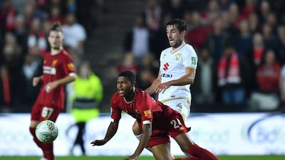 Rhian Brewster, 19, in action against MK Dons. AFP