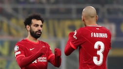 Mohamed Salah and Fabinho during their time as teammates at Liverpool. Reuters