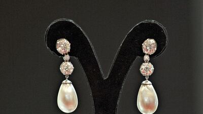 Real salt water pearls from Iraq and diamonds from the Golconda mines in India make up these earrings valued at Dh5.5 million. Jeff Topping for The National