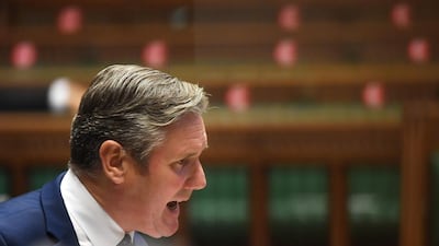 Britain's main opposition Labour Party leader Keir Starmer attending the weekly Prime Minister's Questions (PMQs) in the House of Commons in London on October 7. Handout photograph released by the UK Parliament / AFP