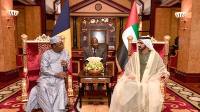 Sheikh Mohammed bin Rashid, Vice President and Ruler of Dubai, meets Chad president Idriss Deby. Wam